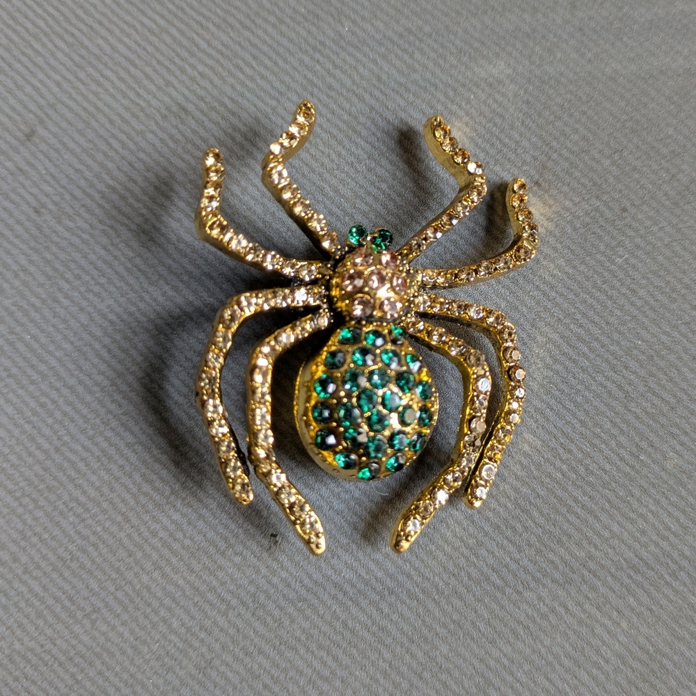 NWOT - Gothic Spider Brooch  & 3D Floating Jewelry Display Case Combo